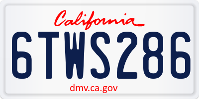 CA license plate 6TWS286