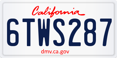 CA license plate 6TWS287