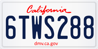 CA license plate 6TWS288