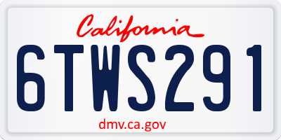 CA license plate 6TWS291