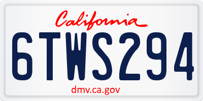 CA license plate 6TWS294
