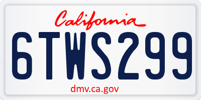 CA license plate 6TWS299
