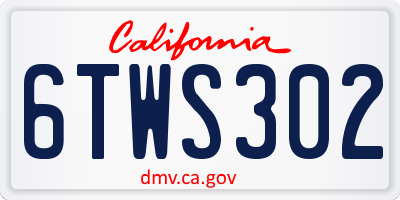 CA license plate 6TWS302