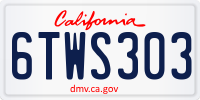CA license plate 6TWS303