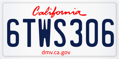 CA license plate 6TWS306