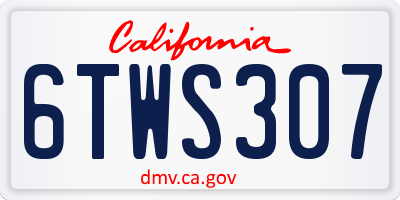 CA license plate 6TWS307