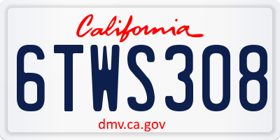 CA license plate 6TWS308
