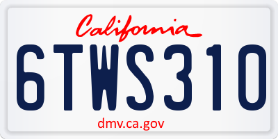 CA license plate 6TWS310