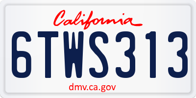 CA license plate 6TWS313