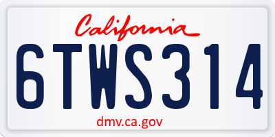 CA license plate 6TWS314