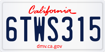 CA license plate 6TWS315