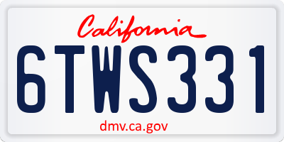 CA license plate 6TWS331