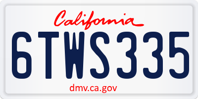 CA license plate 6TWS335