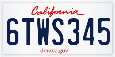 CA license plate 6TWS345