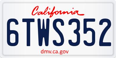 CA license plate 6TWS352