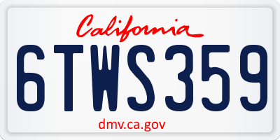 CA license plate 6TWS359