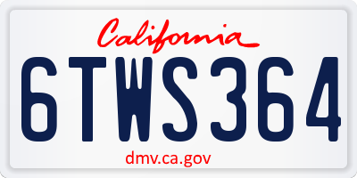 CA license plate 6TWS364