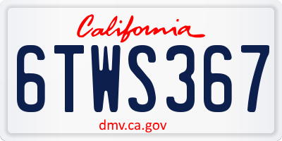 CA license plate 6TWS367