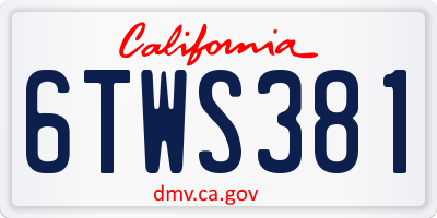 CA license plate 6TWS381
