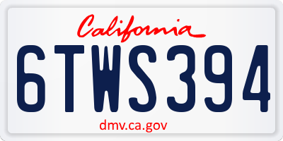 CA license plate 6TWS394
