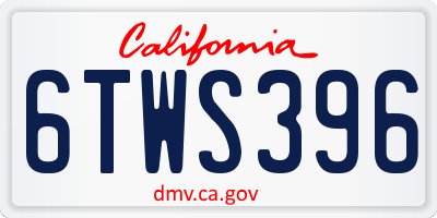 CA license plate 6TWS396