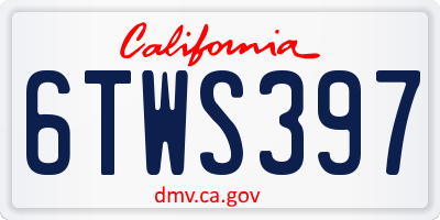 CA license plate 6TWS397