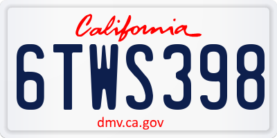 CA license plate 6TWS398