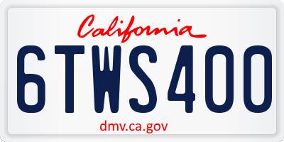 CA license plate 6TWS400