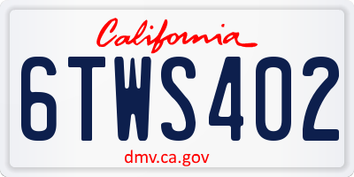 CA license plate 6TWS402
