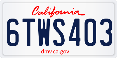 CA license plate 6TWS403