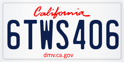 CA license plate 6TWS406