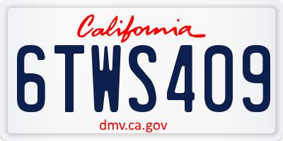 CA license plate 6TWS409