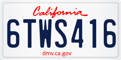 CA license plate 6TWS416