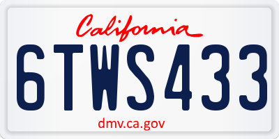 CA license plate 6TWS433