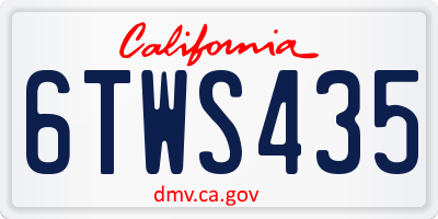 CA license plate 6TWS435