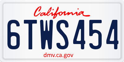 CA license plate 6TWS454