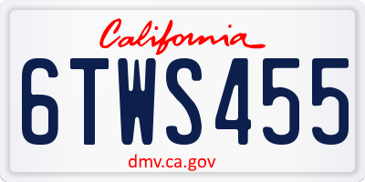 CA license plate 6TWS455
