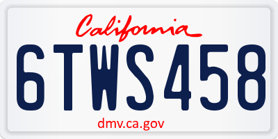 CA license plate 6TWS458