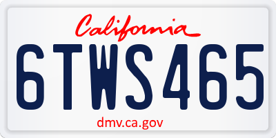 CA license plate 6TWS465
