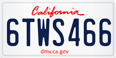 CA license plate 6TWS466