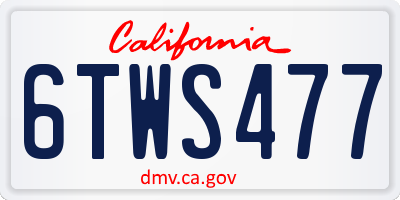 CA license plate 6TWS477