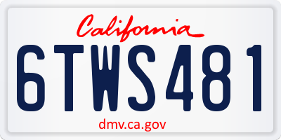 CA license plate 6TWS481