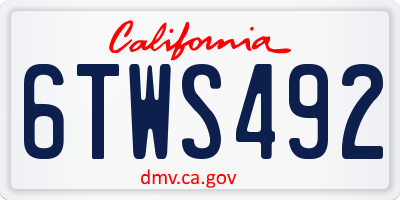 CA license plate 6TWS492