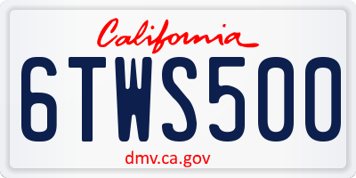 CA license plate 6TWS500