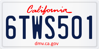 CA license plate 6TWS501