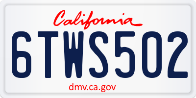 CA license plate 6TWS502
