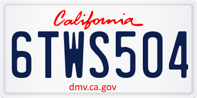 CA license plate 6TWS504