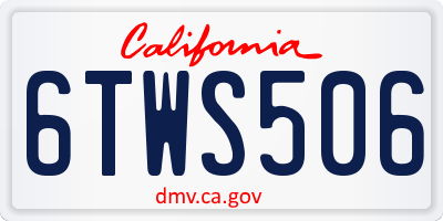 CA license plate 6TWS506