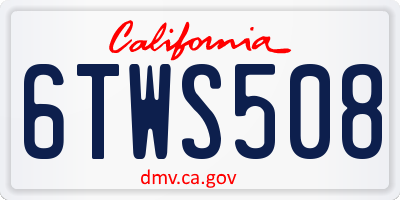 CA license plate 6TWS508