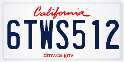 CA license plate 6TWS512